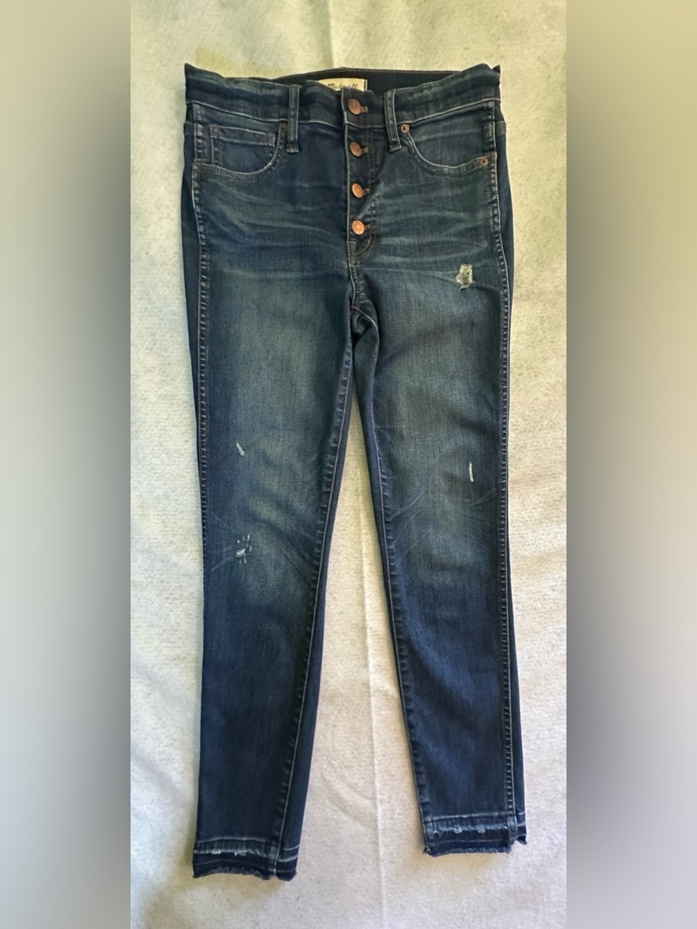 Madewell 10" High-Rise Skinny Jeans Hanna Wash Button Fly Raw Hem 27
